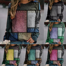 Laden Sie das Bild in den Galerie-Viewer, Damen Herbst/Winter Denim Farbblock Rundhals Langarm Pullover