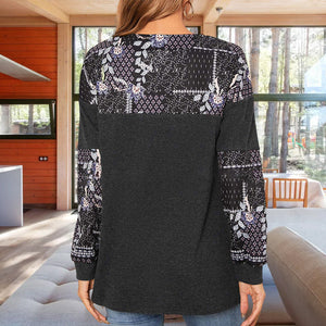 Bedrucktes Langarm-T-Shirt für Damen