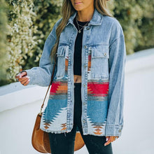 Laden Sie das Bild in den Galerie-Viewer, Damen Vintage Jeansjacke mit Taschen