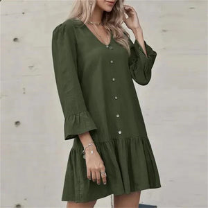 Faltenkleid mit Glockenärmeln
