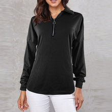 Laden Sie das Bild in den Galerie-Viewer, T-Shirt mit Revers und Reißverschluss