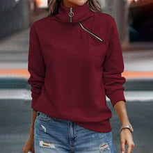Laden Sie das Bild in den Galerie-Viewer, Lässiges Langarm-Sweatshirt mit 1/4-Reißverschluss für Damen