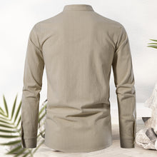 Laden Sie das Bild in den Galerie-Viewer, Herren-T-Shirt Aus Baumwolle Und Leinen Mit Kordelzug