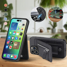 Laden Sie das Bild in den Galerie-Viewer, Magnetische Handyhülle mit Reißverschluss und Kreditkartenfach