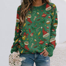 Laden Sie das Bild in den Galerie-Viewer, Rundhalsausschnitt Weihnachtsmütze Print Sweatshirt