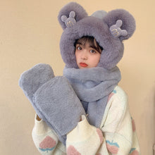 Laden Sie das Bild in den Galerie-Viewer, Warmes Bärenmütze/Schal/Handschuh-Set für Damen