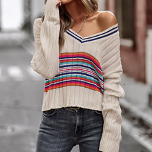 Laden Sie das Bild in den Galerie-Viewer, Täfelter Pullover mit V-Ausschnitt