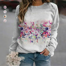 Laden Sie das Bild in den Galerie-Viewer, Rundhals-Sweatshirt mit Blumenmuster