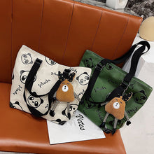 Laden Sie das Bild in den Galerie-Viewer, Süße Panda Segeltuch Tragetasche mit großem Fassungsvermögen