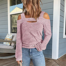 Laden Sie das Bild in den Galerie-Viewer, Sexy Einfarbiges Schulterfreies Langarm-T-Shirt