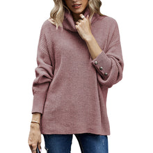 Laden Sie das Bild in den Galerie-Viewer, Einfarbiger Pullover mit Rollkragen und Knöpfen