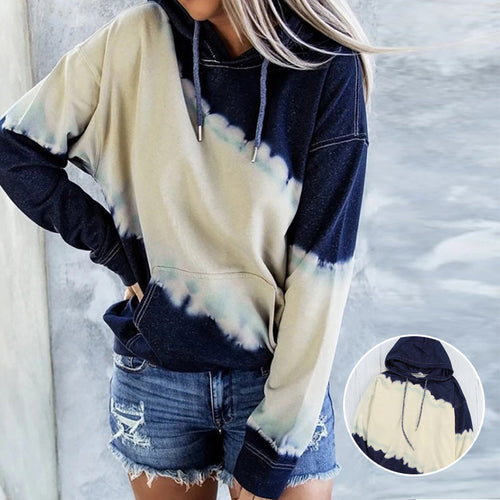 Lockerer Langärmliger Kapuzenpullover mit Farbverlauf