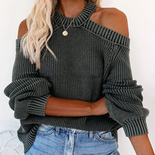 Laden Sie das Bild in den Galerie-Viewer, Sexy Schulterfreier Pullover mit Offenem Rücken