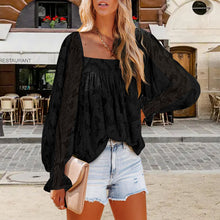Laden Sie das Bild in den Galerie-Viewer, Langarmshirts für Damen mit quadratischem Ausschnitt