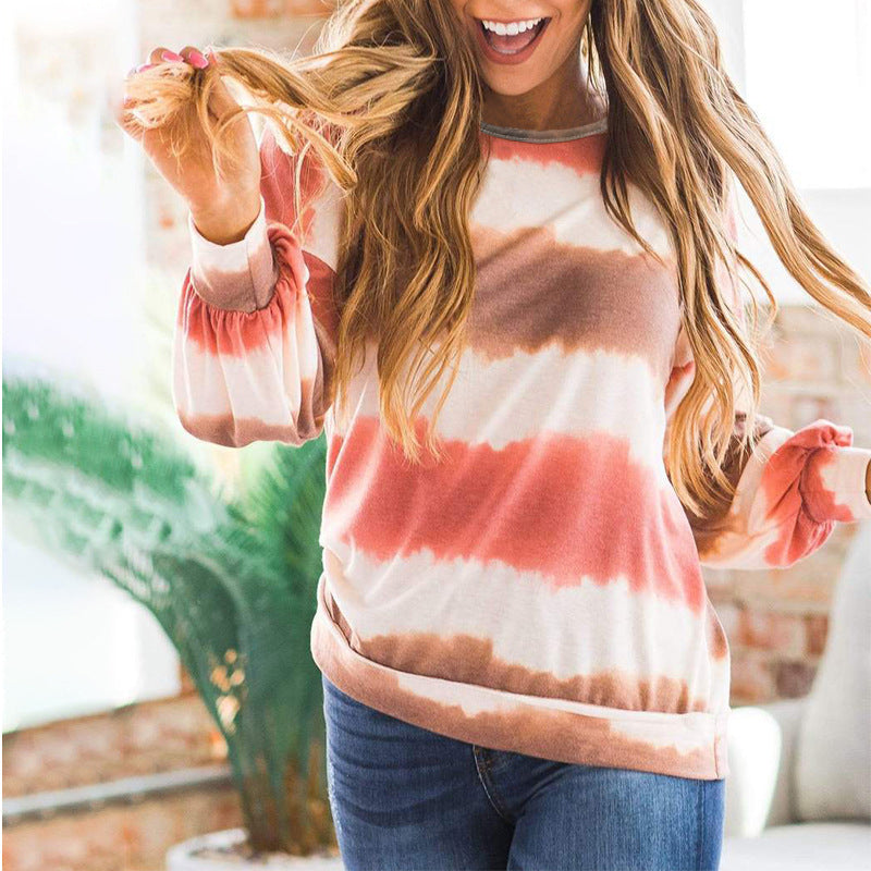 Lockeres Langarm-T-Shirt mit Rundhalsausschnitt