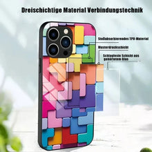 Laden Sie das Bild in den Galerie-Viewer, 3D-Glashülle mit quadratischem Muster für iPhone
