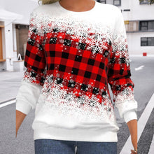 Laden Sie das Bild in den Galerie-Viewer, Loses Sweatshirt mit weihnachtlichem Rundhalsausschnitt für Damen