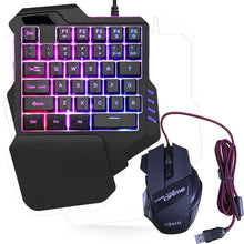Laden Sie das Bild in den Galerie-Viewer, Einhändige farbenfrohe Gaming-Tastatur und -Maus