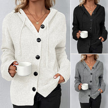 Laden Sie das Bild in den Galerie-Viewer, Einfarbiger Pullover mit Kordelzug und Kapuze