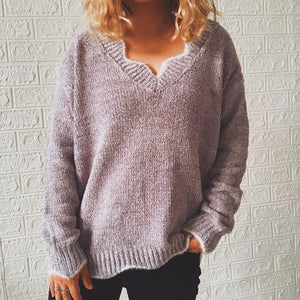 Langärmeliger Lässiger Pullover mit V-Ausschnitt