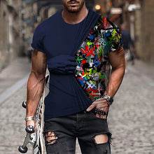 Laden Sie das Bild in den Galerie-Viewer, Herren-T-Shirt mit 3D-Druck und Rundhalsausschnitt