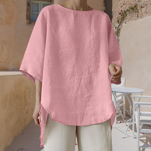 Laden Sie das Bild in den Galerie-Viewer, Einfarbiges Lässiges Lockeres Damenhemd mit Rundhalsausschnitt