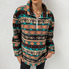 Laden Sie das Bild in den Galerie-Viewer, Lässiges Bedrucktes Sweatshirt mit Stehkragen