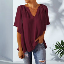 Laden Sie das Bild in den Galerie-Viewer, Modische Chiffonbluse Mit V-Ausschnitt