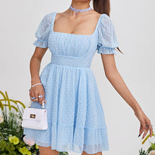 Laden Sie das Bild in den Galerie-Viewer, Einfarbiges Schleifenkleid mit hoher Taille für Damen