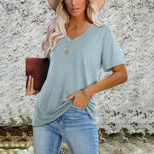 Laden Sie das Bild in den Galerie-Viewer, Modisches Lässiges T-Shirt Mit V-Ausschnitt Für Damen