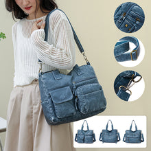 Laden Sie das Bild in den Galerie-Viewer, Denim Farbe Tote Handtasche