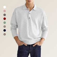 Laden Sie das Bild in den Galerie-Viewer, Lässiges Herren-Poloshirt mit V-Ausschnitt und langen Ärmeln