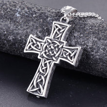 Laden Sie das Bild in den Galerie-Viewer, Keltisches Kreuz Halskette mit Türkis für Männer