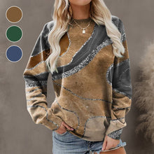 Laden Sie das Bild in den Galerie-Viewer, Lockeres langarm-Sweatshirt mit Rundhalsausschnitt und geometrischem Aufdruck