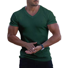Laden Sie das Bild in den Galerie-Viewer, Einfarbiges Atmungsaktives Strick-T-Shirt Mit V-Ausschnitt