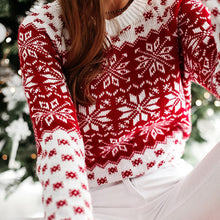 Laden Sie das Bild in den Galerie-Viewer, Langarm-Pullover mit Schneeflocken