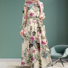 Laden Sie das Bild in den Galerie-Viewer, Neues Langes Kleid Mit Vintage-Print