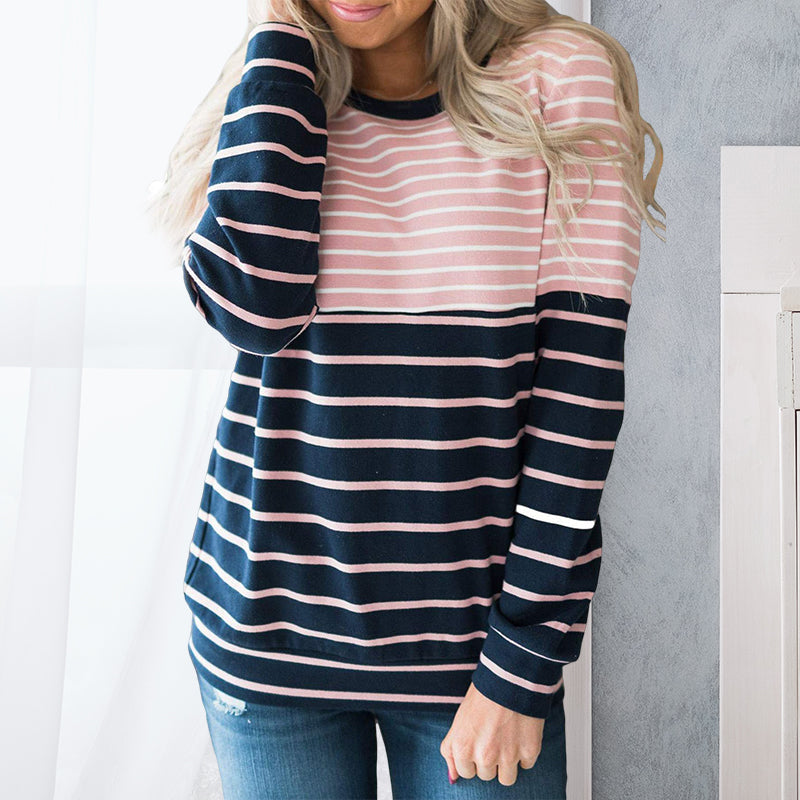 Modisches Kontrastgestreiftes T-Shirt