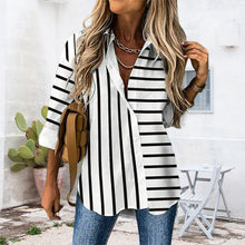 Laden Sie das Bild in den Galerie-Viewer, Lässige Einfache Gestreifte Bluse
