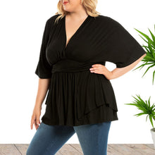 Laden Sie das Bild in den Galerie-Viewer, Lockeres Einfarbiges T-Shirt mit V-Ausschnitt