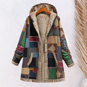 Kapuzen-Sweatshirt-Mantel aus Baumwolle und Fleece
