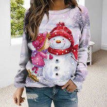 Laden Sie das Bild in den Galerie-Viewer, Loses Sweatshirt mit Weihnachtsdruck für Damen