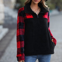 Laden Sie das Bild in den Galerie-Viewer, Lässiges Karo-Plüsch-Sweatshirt