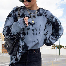 Laden Sie das Bild in den Galerie-Viewer, Loses Sweatshirt mit rundem Halsausschnitt für Damen im Tie-Dye-Stil