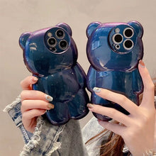 Laden Sie das Bild in den Galerie-Viewer, iPhone niedliche 3D-Glitzer-Schutzhülle mit Bärenmuster