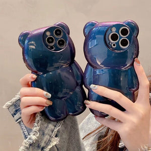 iPhone niedliche 3D-Glitzer-Schutzhülle mit Bärenmuster