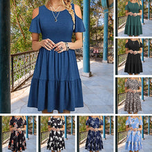 Laden Sie das Bild in den Galerie-Viewer, Modisches kurzärmliges schulterfreies Kleid
