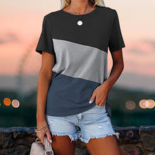 Laden Sie das Bild in den Galerie-Viewer, Lockeres lässiges kurzärmeliges T-Shirt mit Rundhalsausschnitt für Damen