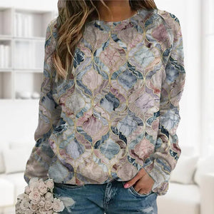 Langärmliges T-Shirt mit geometrischem Aufdruck