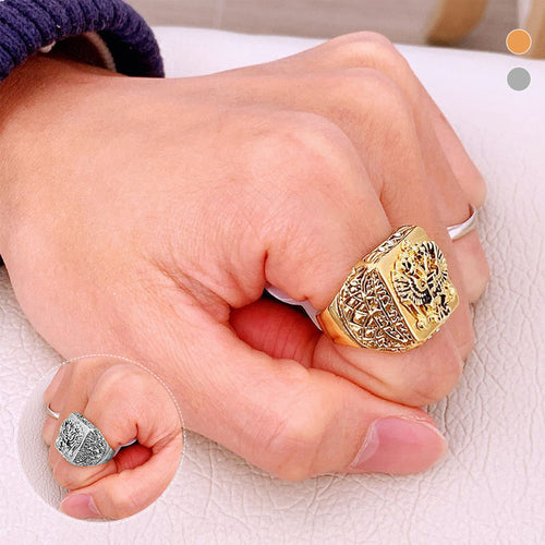 Gravierter Doppeladler-Ring